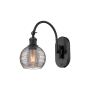 Innovations Lighting Athens Deco Swirl 12" Tall Gooseneck Wall Sconce Matte Black / Light Smoke Deco Swirl