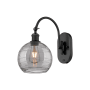Innovations Lighting Athens Deco Swirl 13" Tall Gooseneck Wall Sconce Matte Black / Light Smoke Deco Swirl