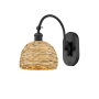 Innovations Lighting Woven Rattan 13" Tall Wall Sconce Matte Black / Natural