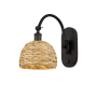 Innovations Lighting Woven Rattan 13" Tall Wall Sconce Oil Rubbed Bronze / Natural