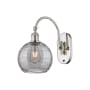 Innovations Lighting Athens Deco Swirl 13" Tall Gooseneck Wall Sconce Polished Nickel / Light Smoke Deco Swirl