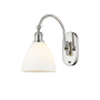 Innovations Lighting Bristol Glass 14" Tall Wall Sconce with Shade Polished Nickel / Matte White
