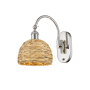 Innovations Lighting Woven Rattan 13" Tall Wall Sconce Polished Nickel / Natural