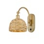 Innovations Lighting Woven Rattan 13" Tall Wall Sconce Satin Gold / Natural