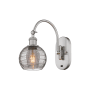 Innovations Lighting Athens Deco Swirl 12" Tall Gooseneck Wall Sconce Brushed Satin Nickel / Light Smoke Deco Swirl