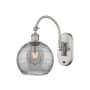 Innovations Lighting Athens Deco Swirl 13" Tall Gooseneck Wall Sconce Brushed Satin Nickel / Light Smoke Deco Swirl