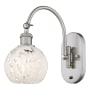 Innovations Lighting White Mouchette 12" Tall Wall Sconce Brushed Satin Nickel / White Mouchette