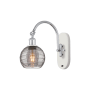 Innovations Lighting Athens Deco Swirl 12" Tall Gooseneck Wall Sconce White Polished Chrome / Light Smoke Deco Swirl
