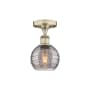 Innovations Lighting Athens Deco Swirl 6" Wide Semi-Flush Ceiling Fixture Antique Brass / Light Smoke Deco Swirl