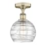 Innovations Lighting Athens Deco Swirl 8" Wide Semi-flush Globe Ceiling Fixture Antique Brass / Clear Deco Swirl