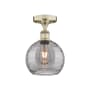 Innovations Lighting Athens Deco Swirl 8" Wide Semi-Flush Ceiling Fixture Antique Brass / Light Smoke Deco Swirl