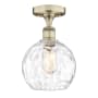 Innovations Lighting Athens Water Glass 8" Wide Semi-flush Globe Ceiling Fixture Antique Brass / Clear Water Glass