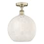 Innovations Lighting White Mouchette 12" Wide Semi-Flush Ceiling Fixture Antique Brass / White Mouchette