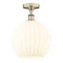 Innovations Lighting White Venetian 12" Wide Semi-Flush Ceiling Fixture Antique Brass / White Venetian