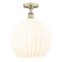 Innovations Lighting White Venetian 14" Wide Semi-Flush Ceiling Fixture Antique Brass / White Venetian