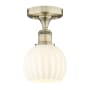 Innovations Lighting White Venetian 6" Wide Semi-Flush Ceiling Fixture Antique Brass / White Venetian
