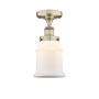 Innovations Lighting Canton 6" Wide Semi-flush Ceiling Fixture Antique Brass / Matte White