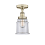 Innovations Lighting Canton 6" Wide Semi-flush Ceiling Fixture Antique Brass / Clear