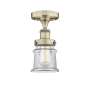 Innovations Lighting Canton 6" Wide Semi-flush Ceiling Fixture Antique Brass / Clear