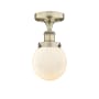 Innovations Lighting Beacon 6" Wide Semi-Flush Globe Ceiling Fixture Antique Brass / Matte White