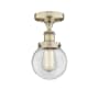 Innovations Lighting Beacon 6" Wide Semi-Flush Globe Ceiling Fixture Antique Brass / Clear
