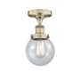 Innovations Lighting Beacon 6" Wide Semi-Flush Globe Ceiling Fixture Antique Brass / Seedy