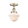 Innovations Lighting Oxford 7" Wide Semi-flush Ceiling Fixture Antique Brass / Matte White