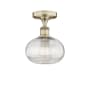 Innovations Lighting Ithaca 8" Wide Semi-Flush Ceiling Fixture Antique Brass / Clear Ithaca