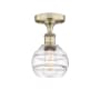 Innovations Lighting Rochester 6" Wide Semi-Flush Ceiling Fixture Antique Brass / Clear