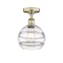 Innovations Lighting Rochester 8" Wide Semi-Flush Ceiling Fixture Antique Brass / Clear