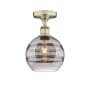 Innovations Lighting Rochester 8" Wide Semi-Flush Ceiling Fixture Antique Brass / Light Smoke