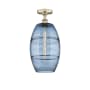 Innovations Lighting Vaz 10" Wide Semi-Flush Ceiling Fixture Antique Brass / Princess Blue