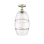 Innovations Lighting Vaz 10" Wide Semi-Flush Ceiling Fixture Antique Brass / Clear