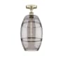 Innovations Lighting Vaz 10" Wide Semi-Flush Ceiling Fixture Antique Brass / Light Smoke