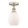 Innovations Lighting Eaton 6" Wide Semi-Flush Ceiling Fixture Antique Brass / Matte White