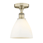 Innovations Lighting Bristol Glass 8" Wide Semi-Flush Ceiling Fixture Antique Brass / Matte White