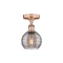 Innovations Lighting Athens Deco Swirl 6" Wide Semi-Flush Ceiling Fixture Antique Copper / Light Smoke Deco Swirl
