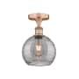 Innovations Lighting Athens Deco Swirl 8" Wide Semi-Flush Ceiling Fixture Antique Copper / Light Smoke Deco Swirl