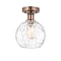 Innovations Lighting Athens Water Glass 8" Wide Semi-flush Globe Ceiling Fixture Antique Copper / Clear Water Glass