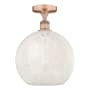 Innovations Lighting White Mouchette 12" Wide Semi-Flush Ceiling Fixture Antique Copper / White Mouchette