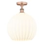 Innovations Lighting White Venetian 14" Wide Semi-Flush Ceiling Fixture Antique Copper / White Venetian