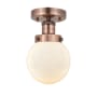 Innovations Lighting Beacon 6" Wide Semi-Flush Globe Ceiling Fixture Antique Copper / Matte White