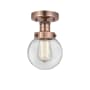 Innovations Lighting Beacon 6" Wide Semi-Flush Globe Ceiling Fixture Antique Copper / Clear