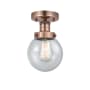 Innovations Lighting Beacon 6" Wide Semi-Flush Globe Ceiling Fixture Antique Copper / Seedy