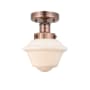 Innovations Lighting Oxford 7" Wide Semi-flush Ceiling Fixture Antique Copper / Matte White