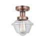 Innovations Lighting Oxford 7" Wide Semi-flush Ceiling Fixture Antique Copper / Clear