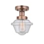 Innovations Lighting Oxford 7" Wide Semi-flush Ceiling Fixture Antique Copper / Seedy