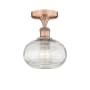 Innovations Lighting Ithaca 8" Wide Semi-Flush Ceiling Fixture Antique Copper / Clear Ithaca