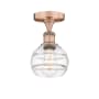 Innovations Lighting Rochester 6" Wide Semi-Flush Ceiling Fixture Antique Copper / Clear