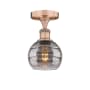 Innovations Lighting Rochester 6" Wide Semi-Flush Ceiling Fixture Antique Copper / Light Smoke
